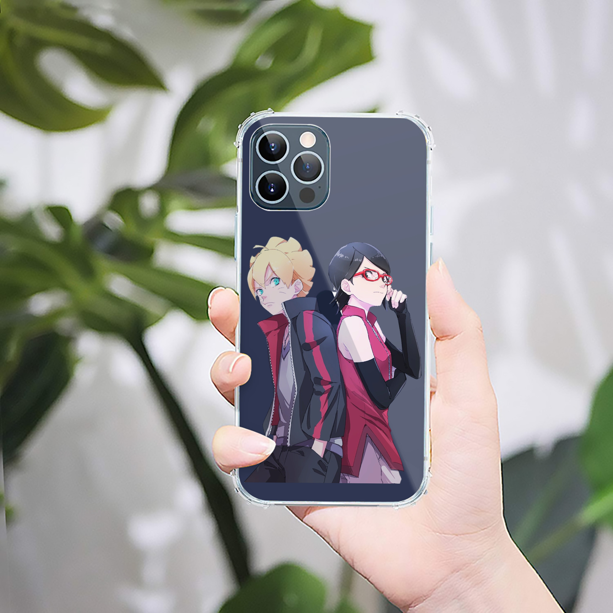 （画像用） NARUTO -ナルト- うちは サラダ Uchiha Sarada 【iPhone 12シリーズ対応】透明スマホケース（クリアソフトケース）